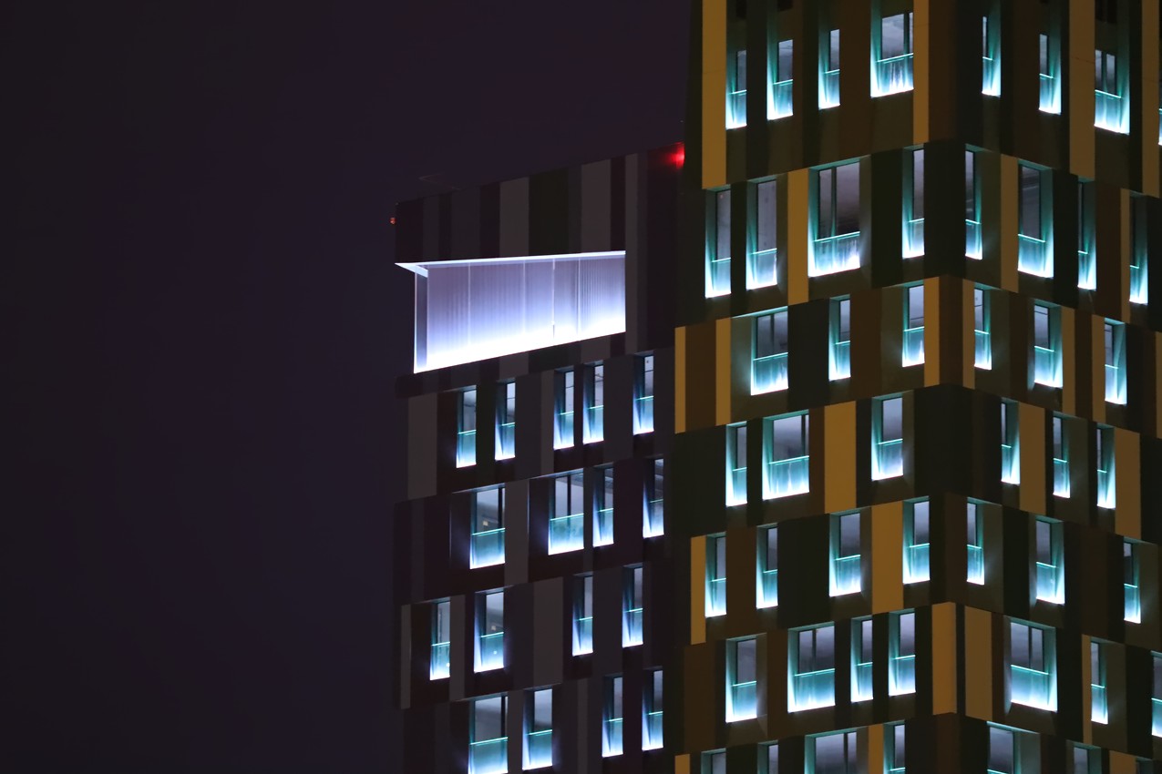 Forever Green Tower at night
